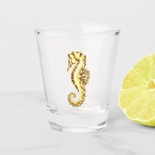Polygonales Gold-Seepferd Schnapsglas (Vorderseite)
