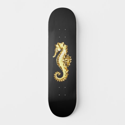 Polygonales Gold-Seepferd Skateboard (Vorderseite)