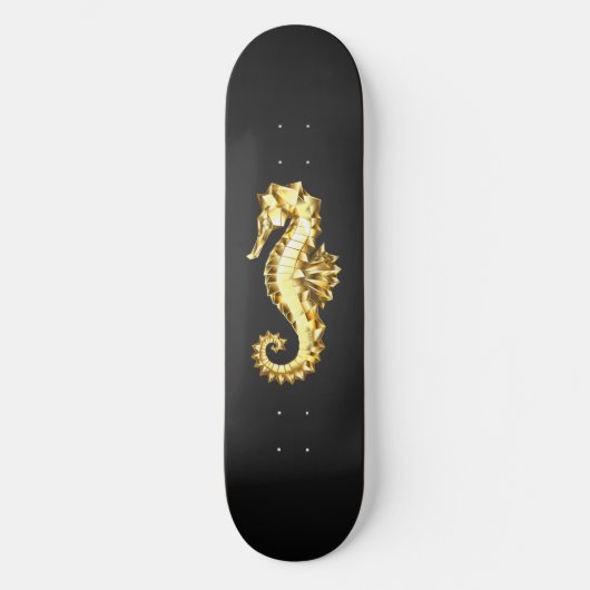 Polygonales Gold-Seepferd Skateboard (Vorderseite)