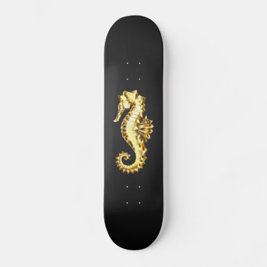 Polygonales Gold-Seepferd Skateboard (Vorderseite)