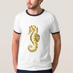 Polygonales Gold-Seepferd T-Shirt