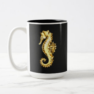 Polygonales Gold-Seepferd Zweifarbige Tasse