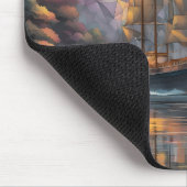 Polygonales Segelschiff und Vollmond Mousepad (Ecke)