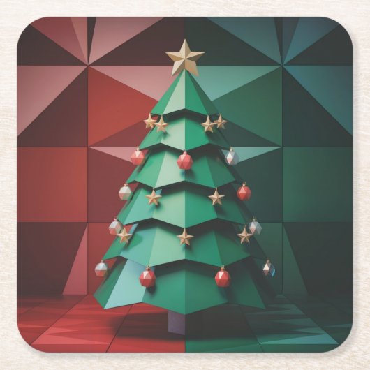 Polygonales Weihnachtsbaum-Set für Untersetzer im (Vorderseite)
