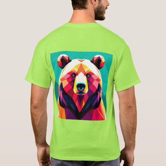 Polygonbär mit Abstraktem Stil T-Shirt (Rückseite)