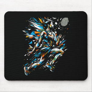 Polygone Kunst Badminton Spieler Shuttle Frauen Ba Mousepad