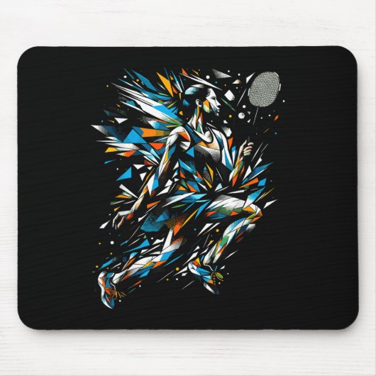Polygone Kunst Badminton Spieler Shuttle Frauen Ba Mousepad (Vorne)