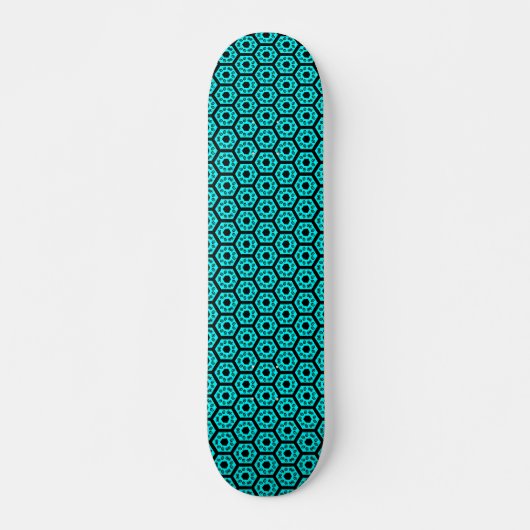 Polygone v1 - Schwarz und Cyan Skateboard (Vorne)