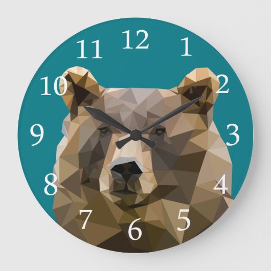 Polygons Bear Custom Große Wanduhr (Vorderseite)