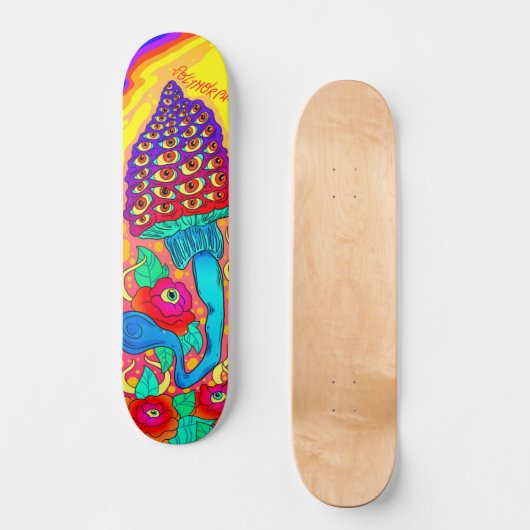 Polymorph Flower Mushroom Psychedelic Skateboard (Vorderseite)