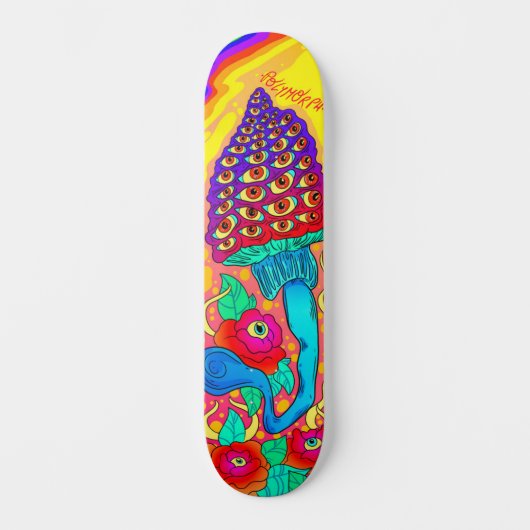 Polymorph Flower Mushroom Psychedelic Skateboard (Vorderseite)