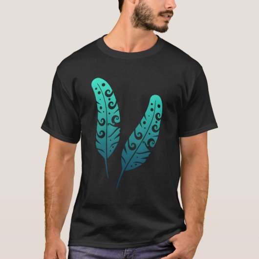 Polynesia Maori Feather Tribal Tattoo Neuseeland T-Shirt (Vorderseite)