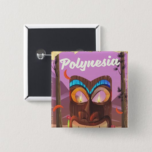 Polynesia Tiki maske Button (Vorne & Hinten)