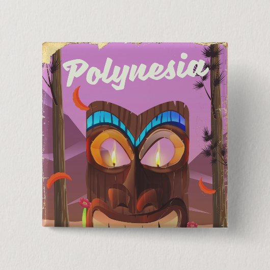 Polynesia Tiki maske Button (Vorderseite)