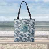 Polynesian Beach Waves and Flowers Ocean Pattern Tasche