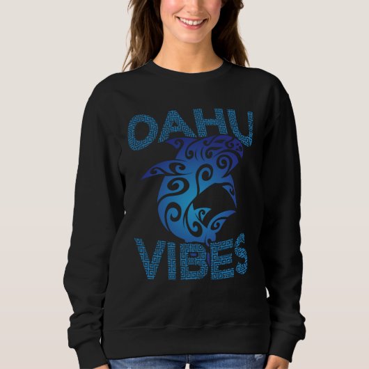 Polynesian Tribal Shark Oahu Hawaii Vibes Tropical Sweatshirt (Vorderseite)