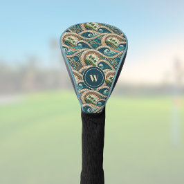 Polynesian Tropical Wave Palm Trees Pattern Name Golf Headcover
