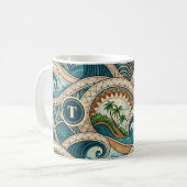 Polynesian Tropical Wave Palm Trees Pattern Name Kaffeetasse (Vorderseite Links)