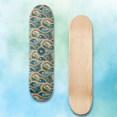 Polynesian Tropical Wave Palm Trees Pattern Name Skateboard