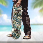 Polynesian Tropical Wave Palm Trees Pattern Name Skateboard