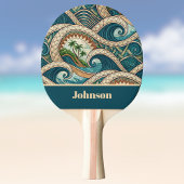 Polynesian Tropical Wave Palm Trees Pattern Name Tischtennis Schläger