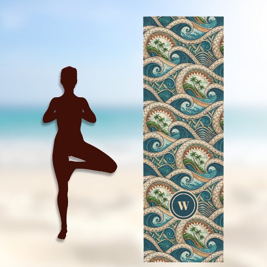 Polynesian Tropical Wave Palm Trees Pattern Name Yogamatte