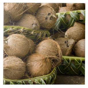 Polynesien, Königreich Tonga. Anzeige von Kokosnüs Fliese