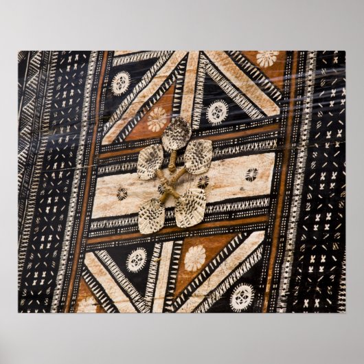 Polynesien, Königreich Tonga. Detail der Tapa Poster (Vorne)