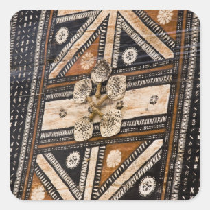 Polynesien, Königreich Tonga. Detail der Tapa Quadratischer Aufkleber