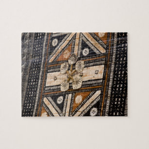 Polynesien, Königreich Tonga. Detail von Tapa Puzzle