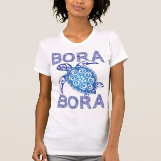 Polynesisch Blue Tribal Sea Turtle Bora Bora T-Shirt