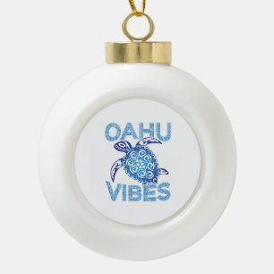 Polynesisch Blue Tribal Sea Turtle Oahu Vibes Keramik Kugel-Ornament