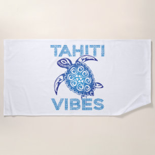 Polynesisch Blue Tribal Sea Turtle Tahiti Vibes Strandtuch
