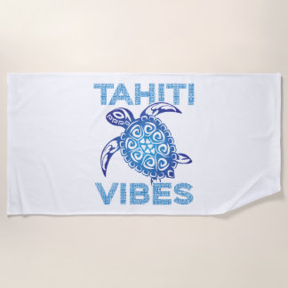 Polynesisch Blue Tribal Sea Turtle Tahiti Vibes Strandtuch