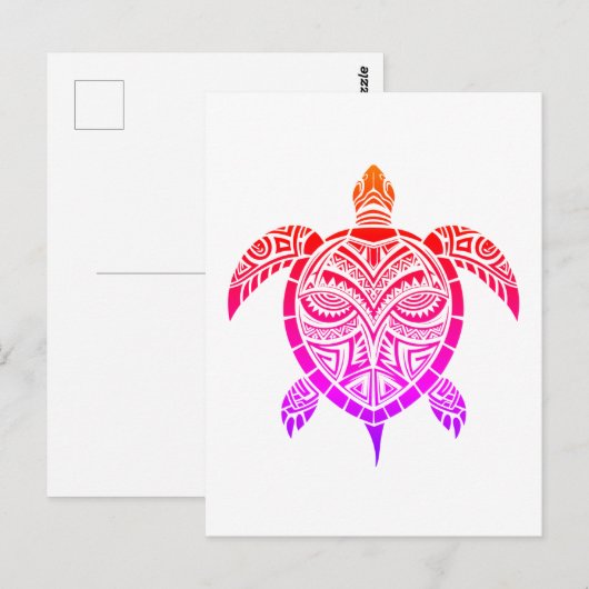 Polynesisch-Inspirierte Schildkröte Postkarte (Vorne/Hinten)
