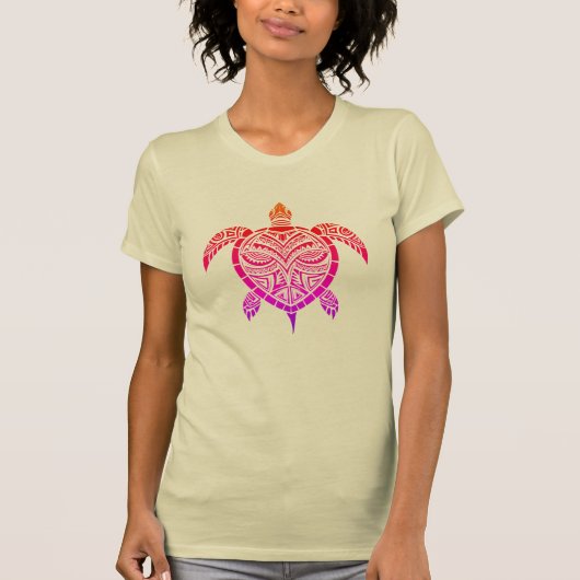Polynesisch Inspiriertes Atemberaubendes Schildkrö T-Shirt (Vorderseite)