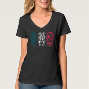 Polynesisch Tiki Maske Drei Totems Hawaii Maori T-Shirt
