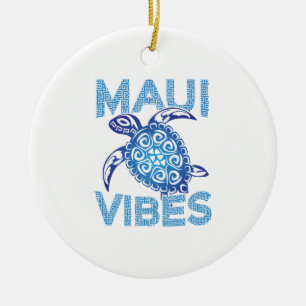 Polynesische blaue Stammesmeeres-Schildkröte Maui Keramik Ornament