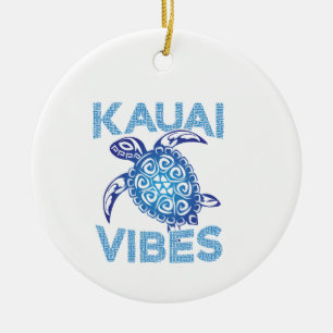 Polynesische blaue Stammesmeereschildkröte Kauai V Keramik Ornament