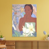 'Polynesische Frau und Tiki' - Arman Manookian Leinwanddruck (Insitu (Wohnzimmer))