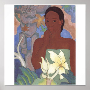 Polynesische Frau und Tiki durch Arman Manookian, Poster