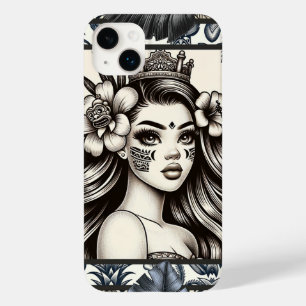 Polynesische Prinzessin Blaues Blumen-Tribal Case-Mate iPhone 14 Plus Hülle