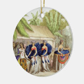 Polynesische Tänzerinnen, graviert von A. Bernati Keramikornament (Links)