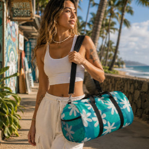 Polynesische Tiare-Blume Teal-Tropenreise Duffle Bag