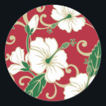 POLYNESISCHE TRAUME (CHRISTMAS) RUNDER AUFKLEBER<br><div class="desc">Polynesisches Traummuster in den Weihnachtsfarben. Copyright von Kelly Hironaka,  Nr. 3 Design</div>