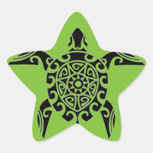 Polynesische Tribal-Schildkröte als Sticker