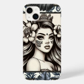 Polynesischer Prinzessin Blauer Blumenstamm Case-Mate iPhone Hülle (Rückseite)