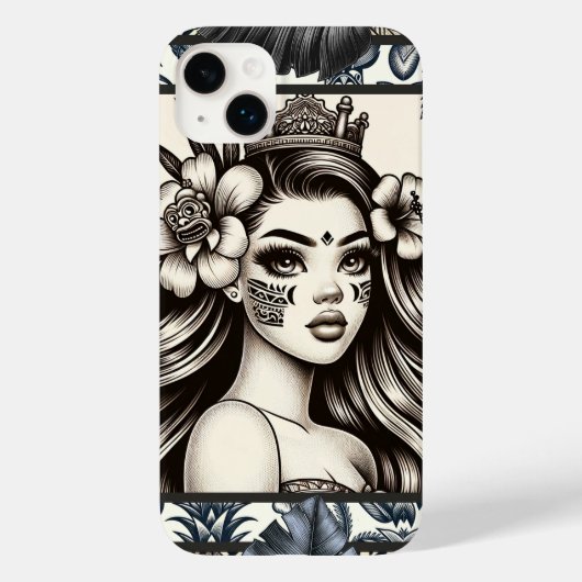 Polynesischer Prinzessin Blauer Blumenstamm Case-Mate iPhone Hülle (Rückseite)