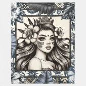 Polynesischer Prinzessin Blauer Blumenstamm Fleecedecke (Vorderseite)