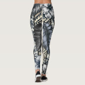 Polynesischer Prinzessin Blauer Blumenstamm Leggings (Rückseite)